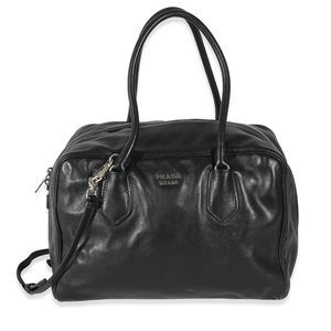 Prada Black Soft Calfskin Medium Inside Bauletto Bag